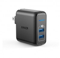 Anker Elite Dual Port 24W USB Travel Wall Charger PowerPort 2 with PowerIQ and Foldable Plug