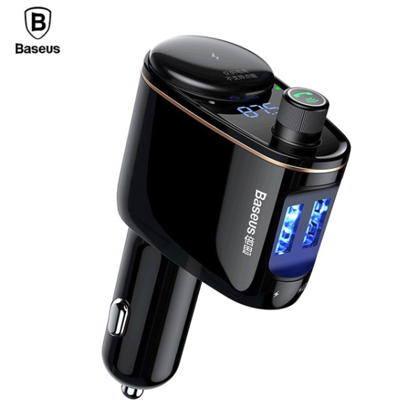 Baseus S-06 Double USB Outputs Battery Voltage Monitor Bluetooth 4.2 MP3 Car Charger