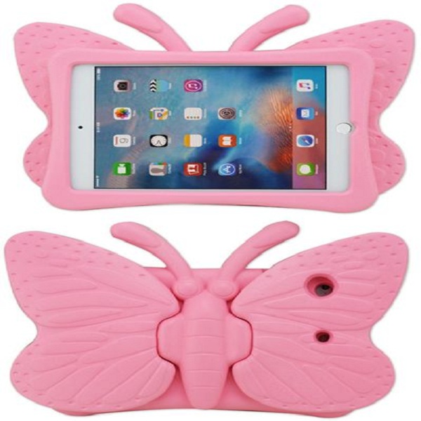 Kids Safety Shockproof Handle Friendly Thick Foam Butterfly Protective Stand Case Cover for Apple iPad Mini 123 Light Pink