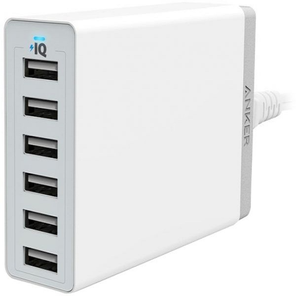 Anker 60W 6-Port Desktop Charger UK - White, A2123K21